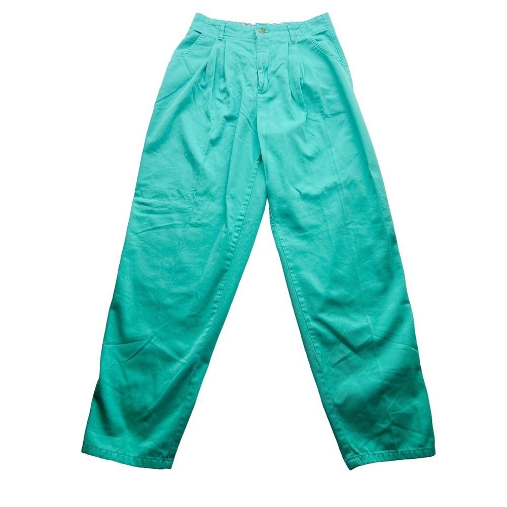 Vintage Dockers Pants Womens 12 Green High Rise Tapered Cotton Mom Chino USA